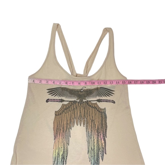 Wildfox Rainbow Light Feather Open Back Tank Top in Tan Size Small - Picture 8 of 11